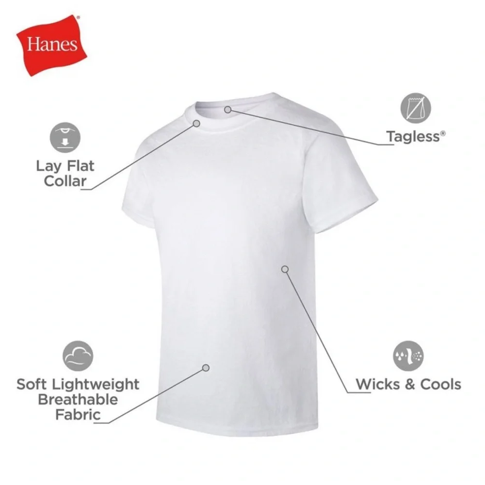 New 5-Pack Boy’s Size XS (2-4) Hanes White ComfortSoft Cotton T-Shirts